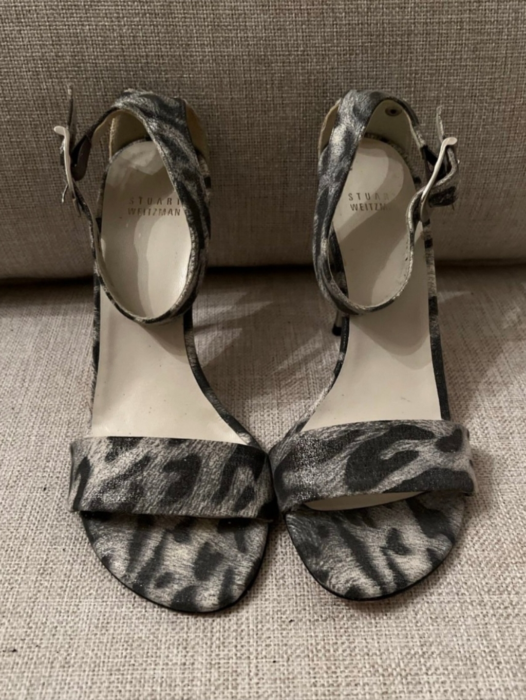 Stuart Weitzman Leopard Print Ankle Strap High Heels Sandals Us 7, Eur 37.5